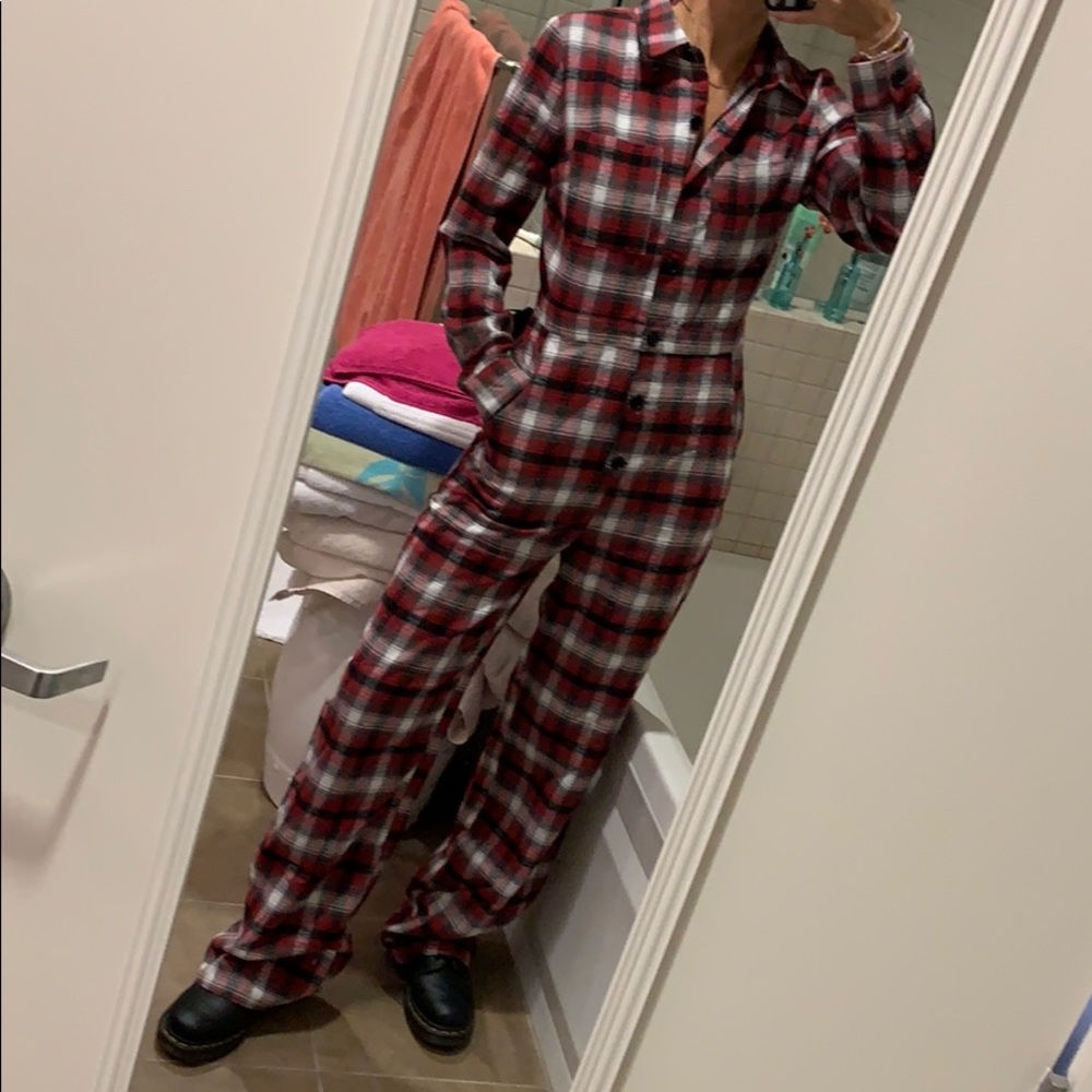 Red & Black Plaid Boiler Jumpsuit sz S